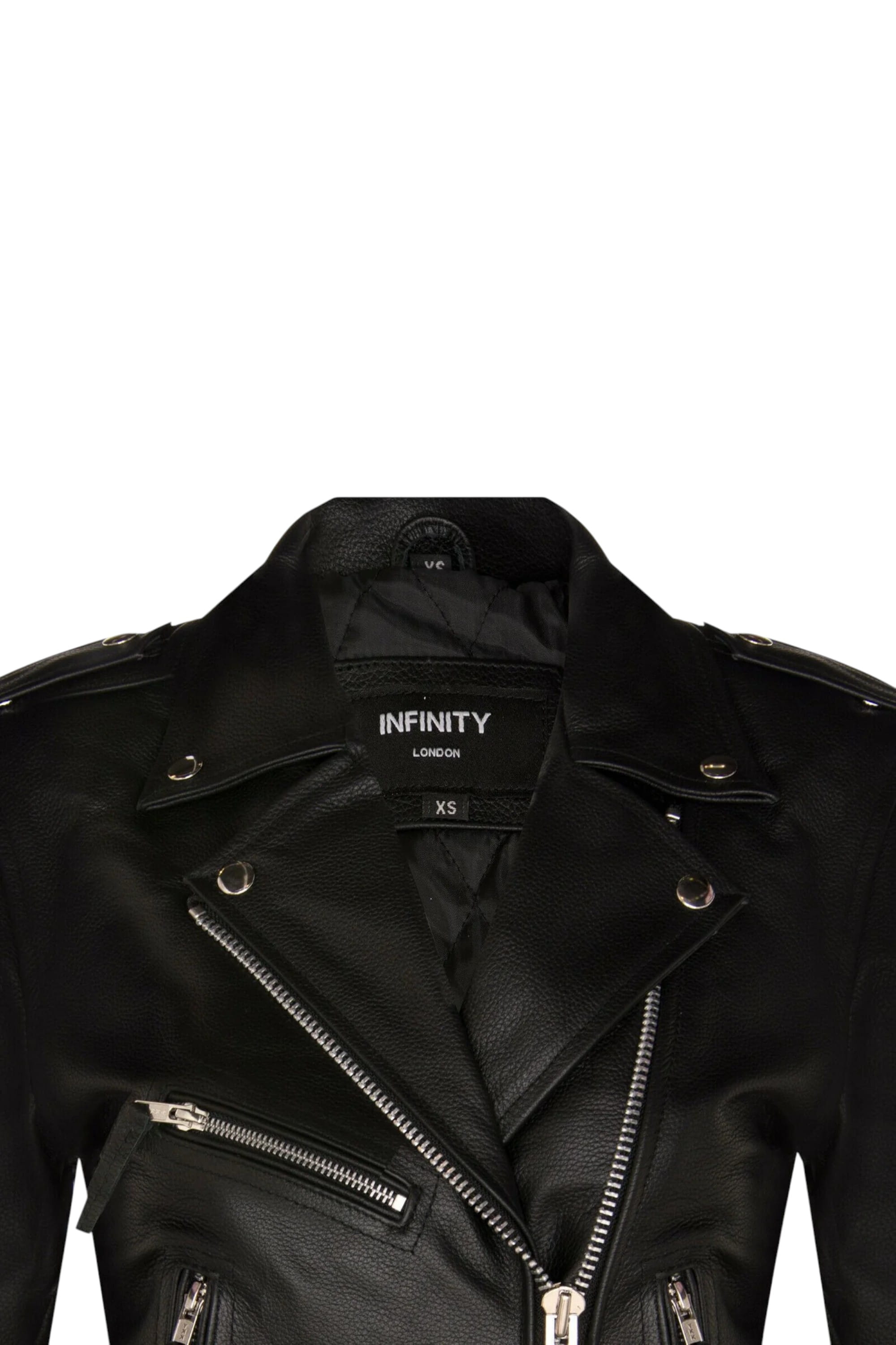 Black Womens Leather Biker Jacket - Mansfield, Image 4 of 4