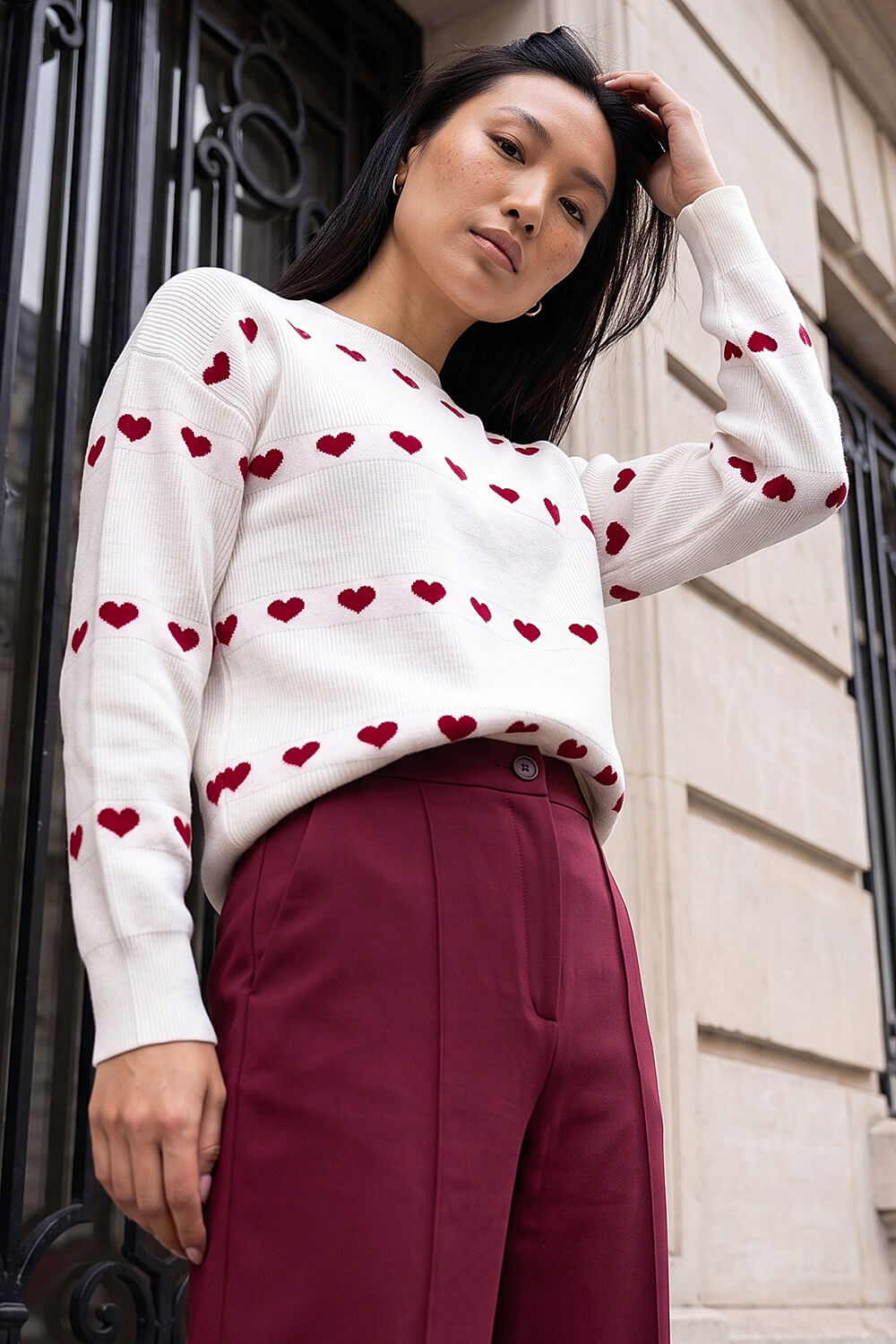Dusk  Ivory Heart Relaxed Fit Jumper Size 10
