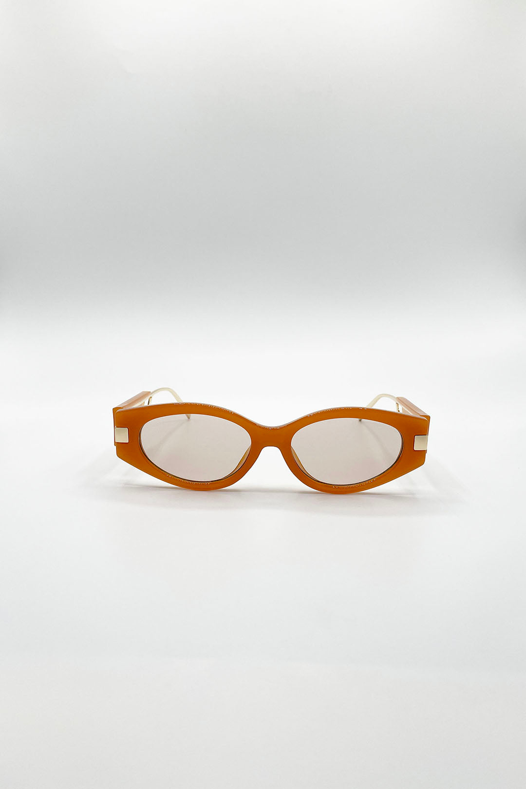 Orange Oval Metal Detail Sunglasses, Image 2 of 5
