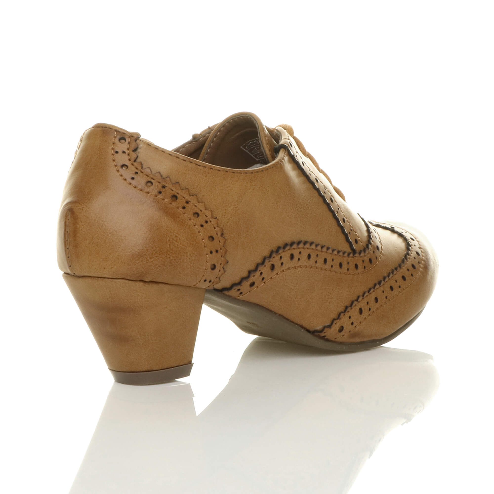 Tan AJVANI Tan Mid Heel Brogue Ankle Boots Shoe Boots, Image 4 of 6
