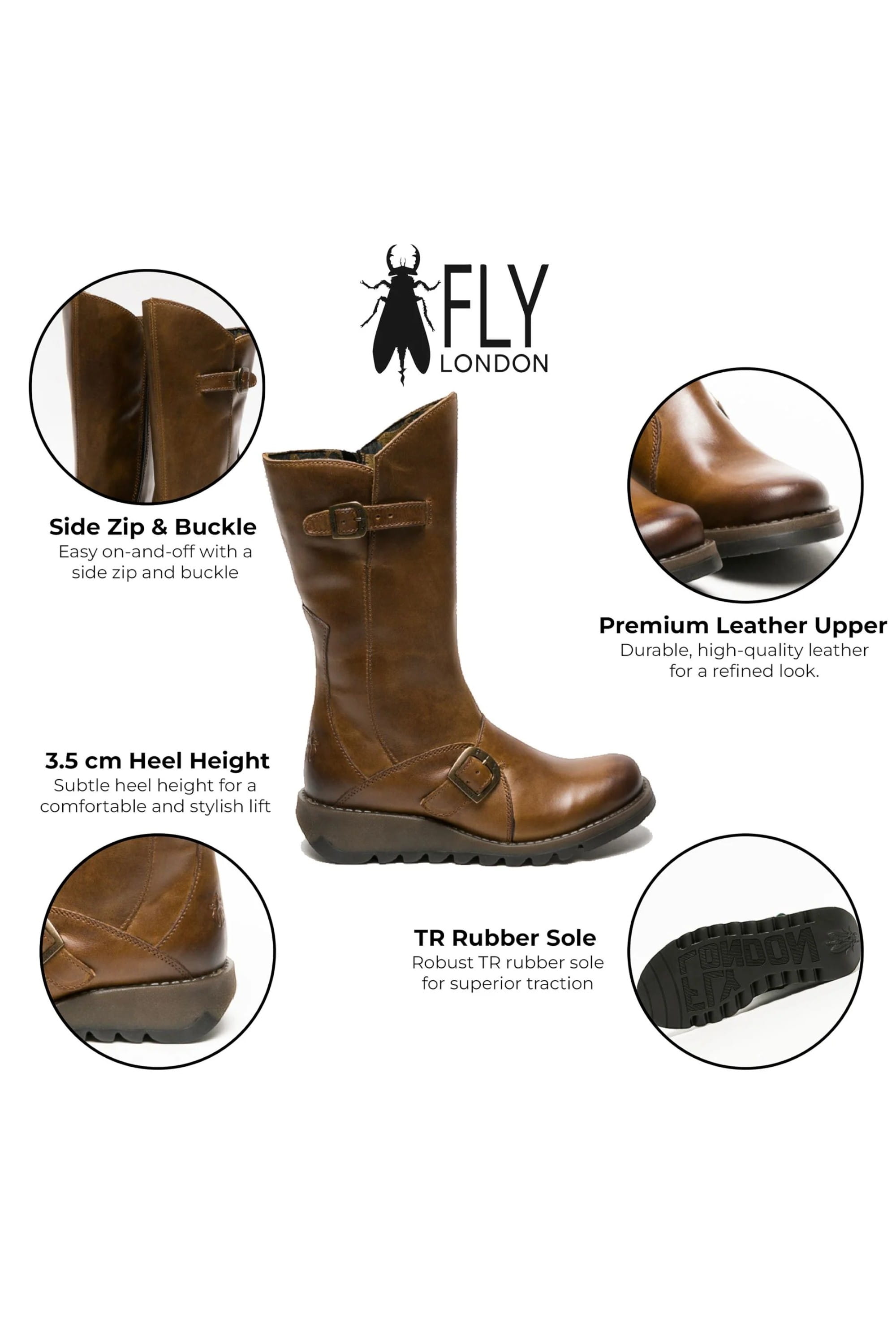 Brown Womens Mid-Calf Platform Boots-MES2913, Image 3 of 6