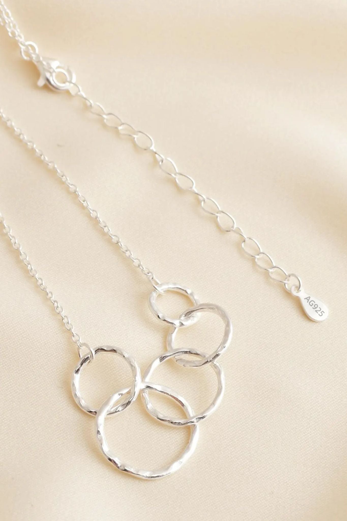 Silver Thank You Gift Silver Five Rings Necklace, Image 3 of 3