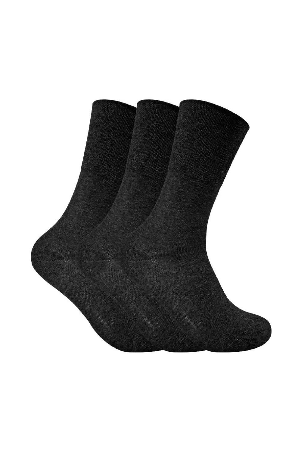 Black 3 Pack Ladies Thin Wide Top Non Elastic Thermal Diabetic Socks, Image 1 of 3