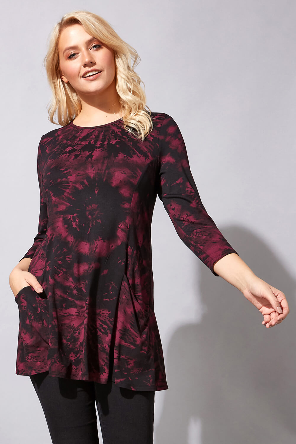 Wine Tie Dye Pocket Swing Top, Image 1 of 4