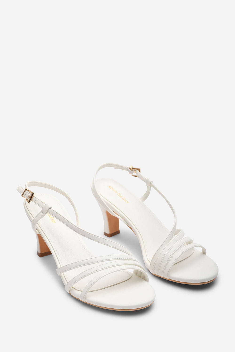 White 'Mykonos' Mutli Strap Slingback Low Block Heel, Image 4 of 6