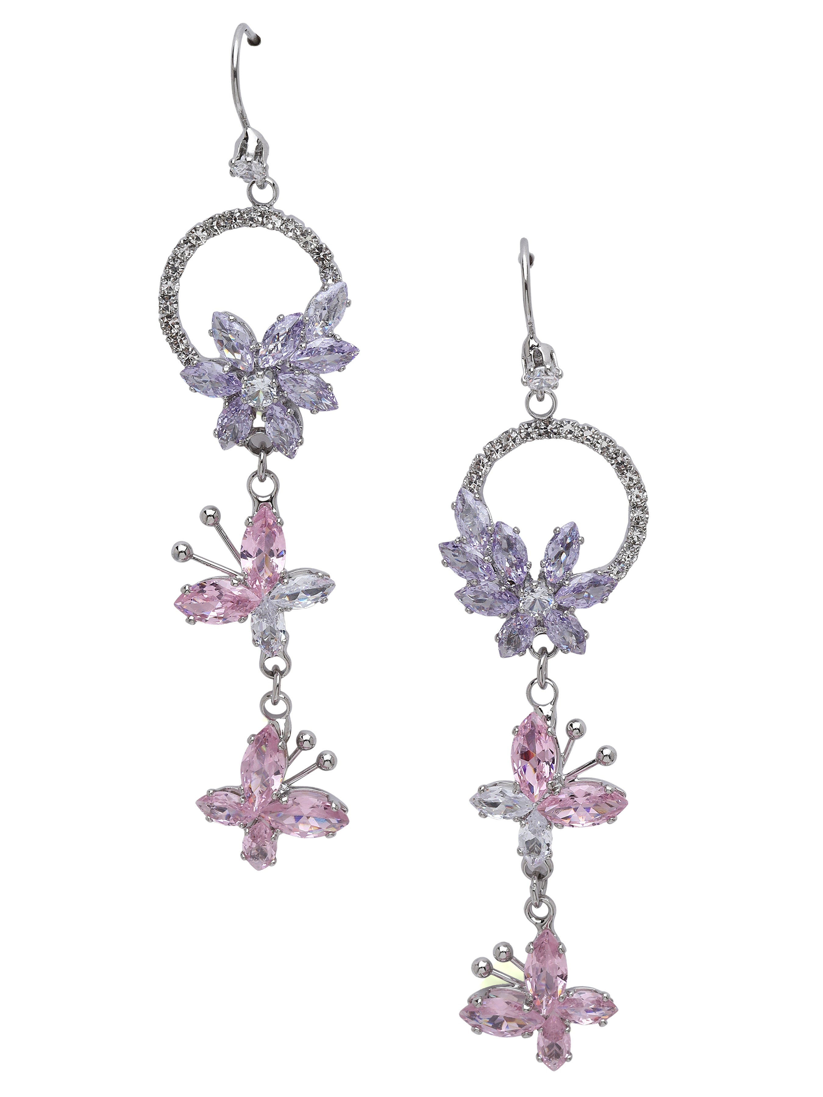 Purple Floral Halo Chandelier Earrings