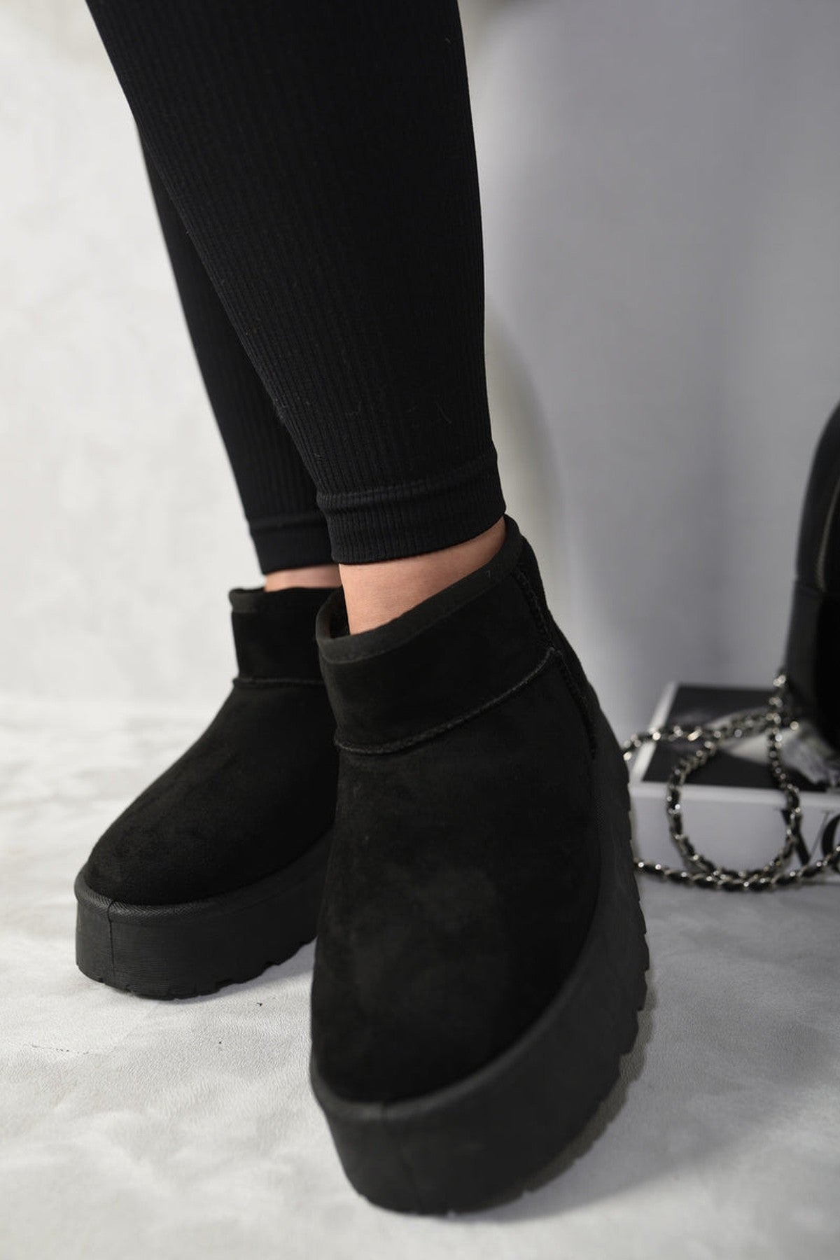 Brown iKrush Brown Jazlyn Faux Fur Lined Ankle Platform Mini Boots, Image 8 of 8