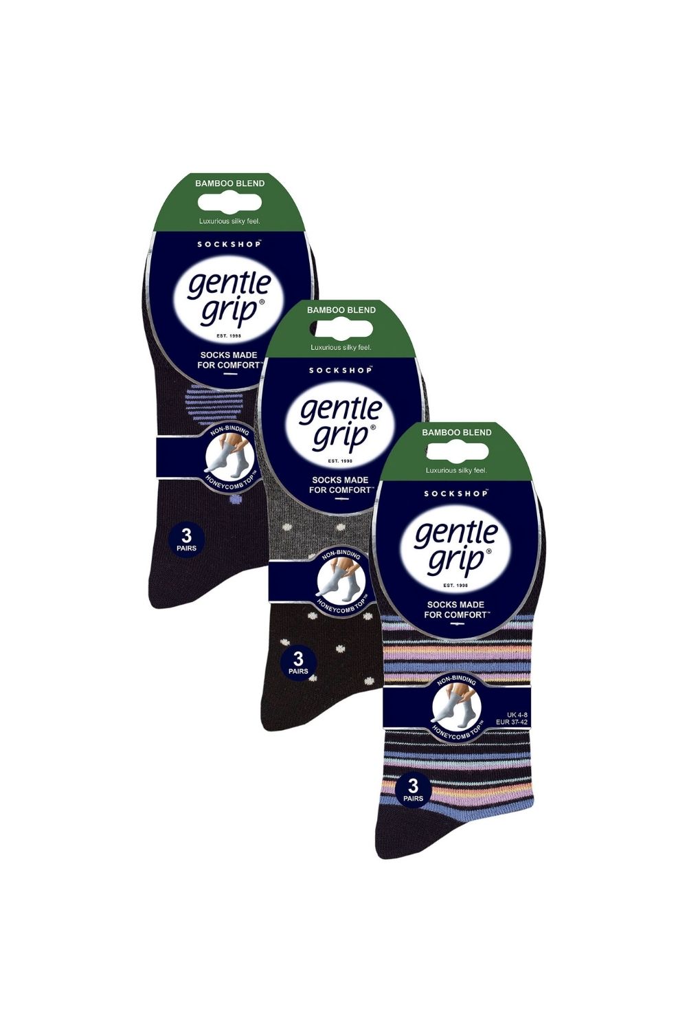 Multi 9 Pairs NON ELASTIC Soft Bamboo Socks, Image 2 of 3