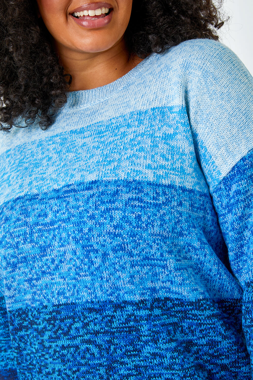 Blue Curve Ombre Stripe Knit Jumper, Image 6 of 5