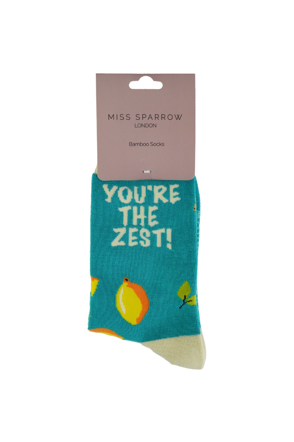 Turqouise 1 Pack Novelty Turquoise Lemon Bamboo Socks, Image 2 of 5