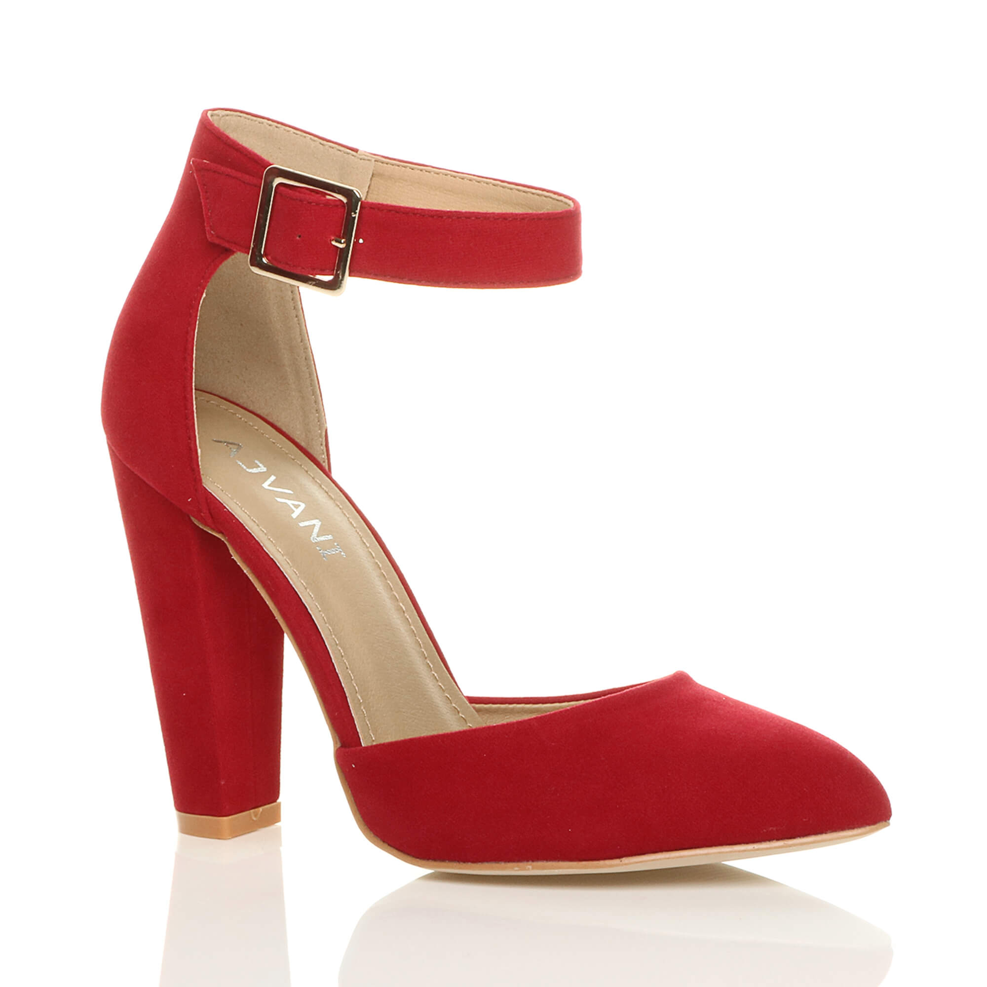Purple High Heel Ankle Strap Pointed Toe Court Shoes