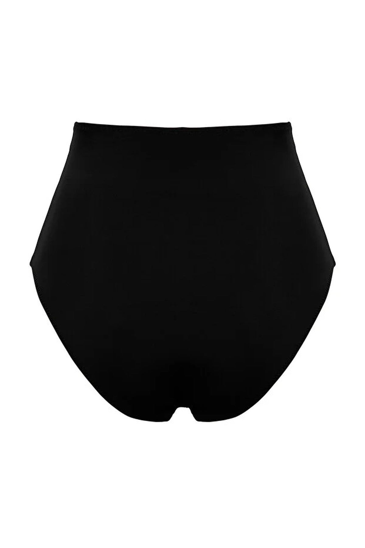 Black High Waist Hardware Detail Shaping Bikini Bottom with Front Accent, Image 3 of 3