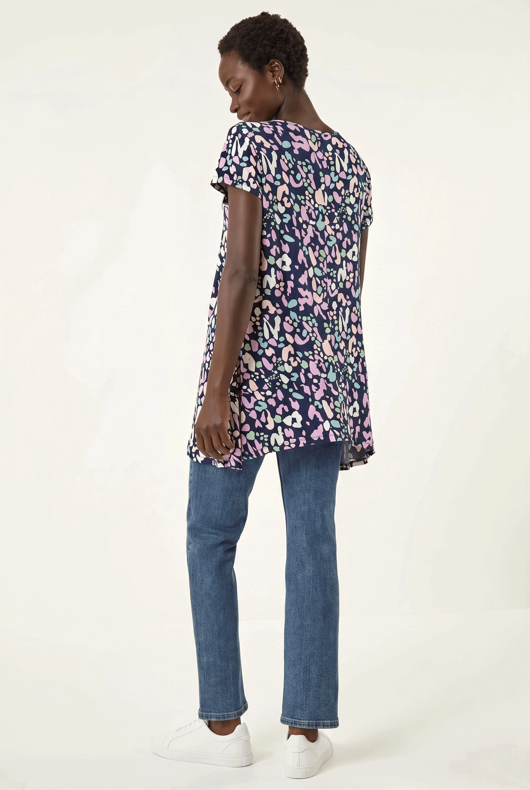 Navy Spot Print Hanky Hem Top, Image 3 of 5