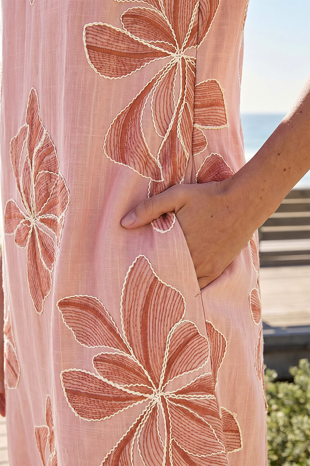 PINK Embroidered Floral Shift Dress, Image 5 of 4