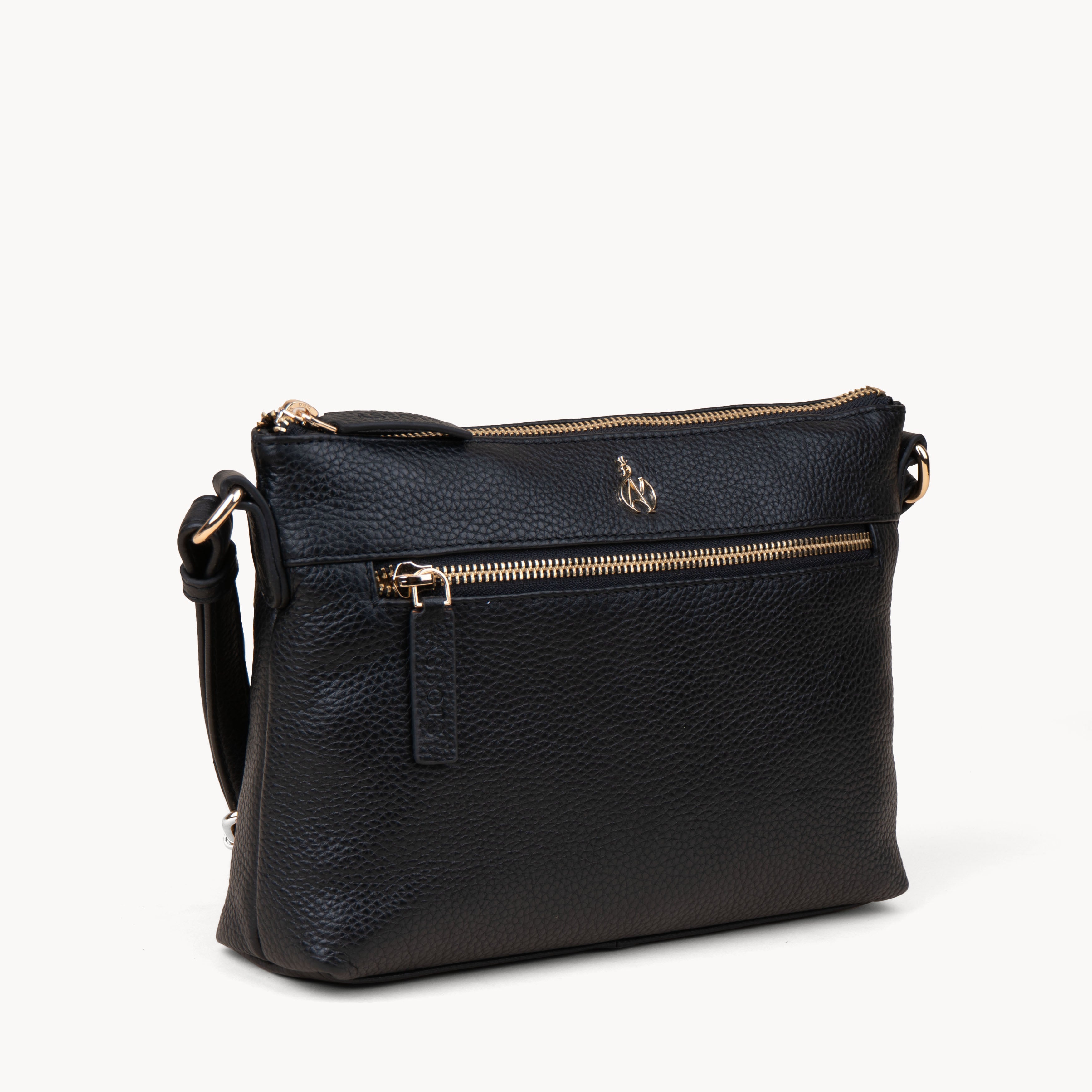 Black 'BECKY' Pebble Grain Real Leather Crossbody Bag, Image 2 of 4