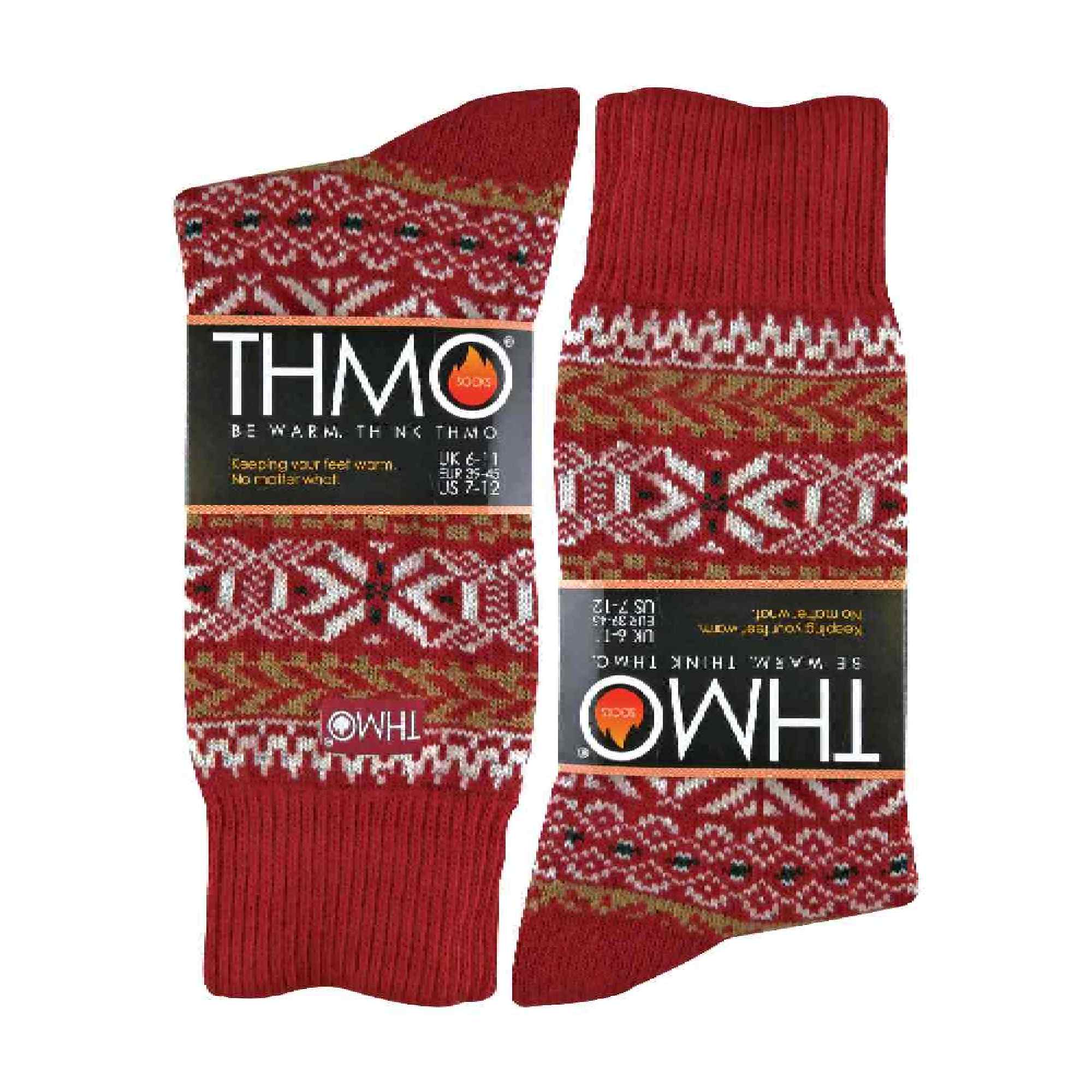 Red 1 Pack Vintage Nordic Thermal Thick Wool Blend Socks, Image 5 of 5