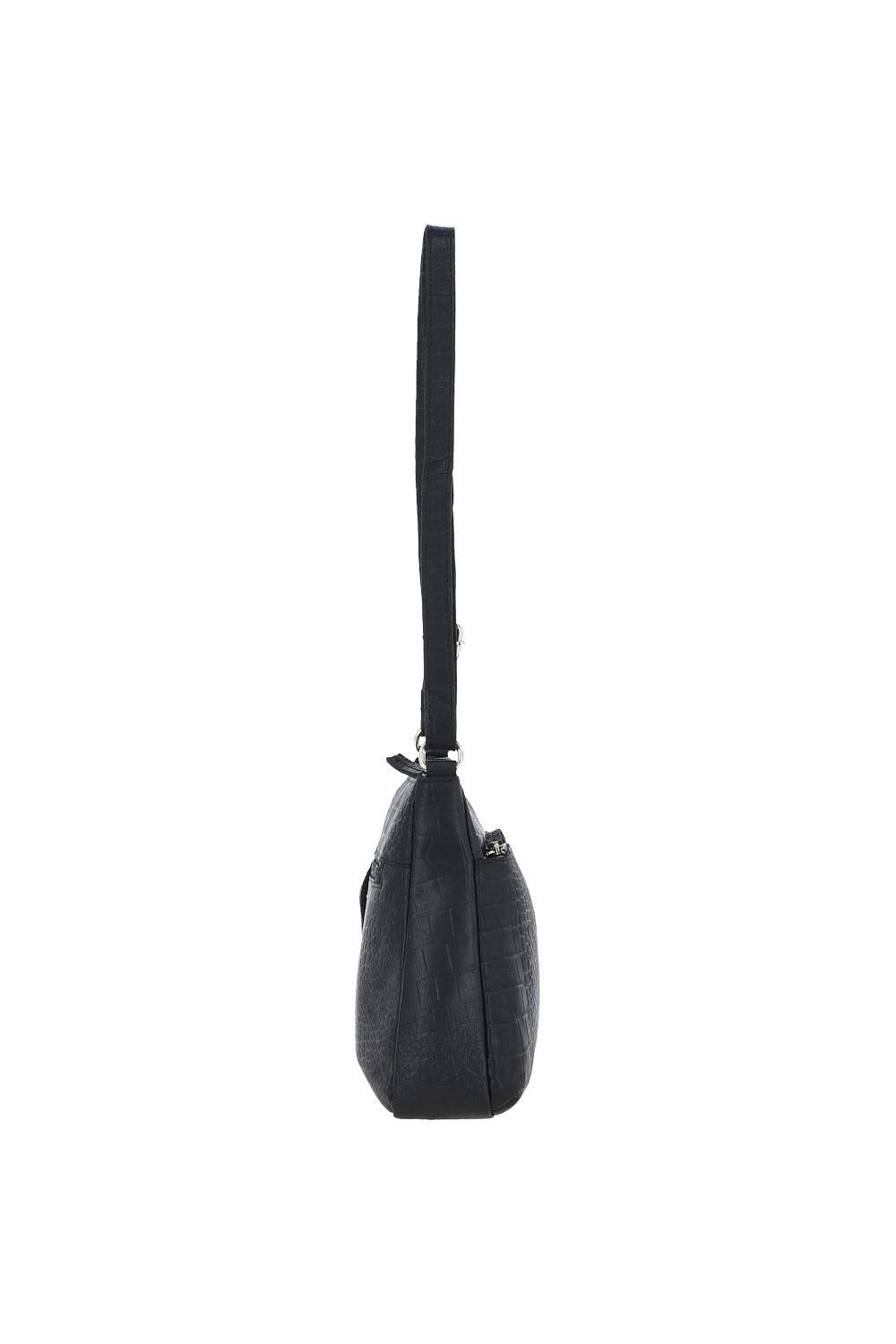 Black 'Silvia' Croc Print Real Leather Shoulder Bag, Image 5 of 5