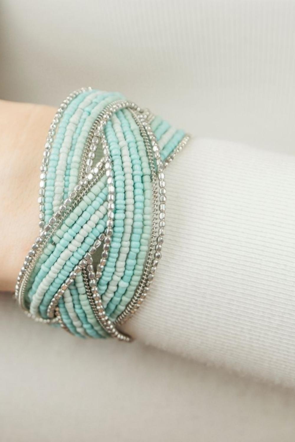 Blue Pearl Thick Open Cuff Kada Bangle, Image 1 of 2