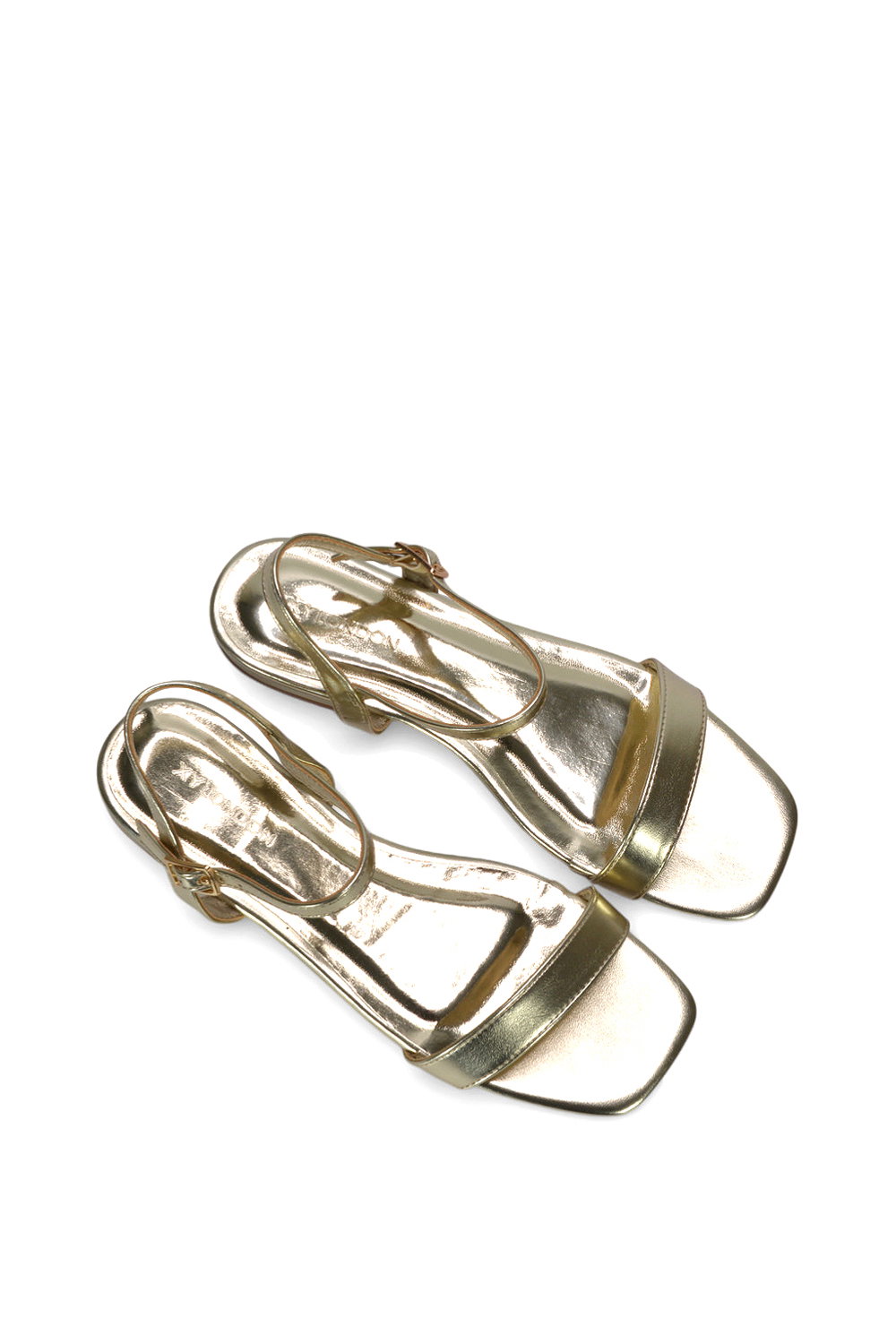 Gold XY LONDON Gold 'Hallie' Open Toe Flat Strappy Sandals With Ankle Strap, Image 6 of 6