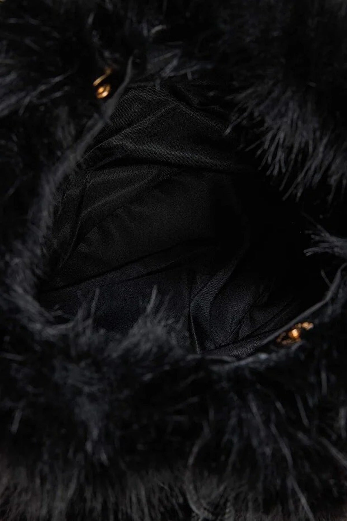 Black Women's Faux Fur Gathered Shoulder Bag with Braided Handle, Image 2 of 3