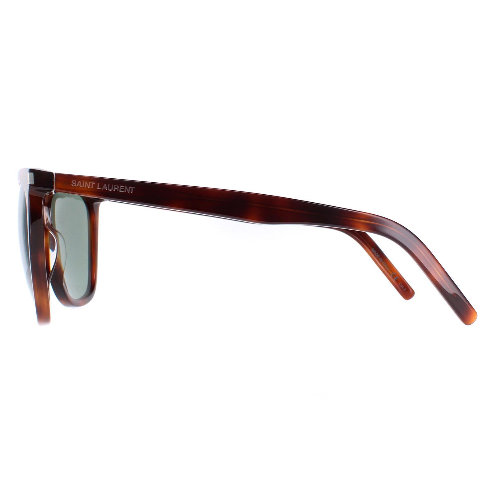 Brown Saint Laurent Brown Square Shiny Medium Havana Solid Green SL 526, Image 3 of 4