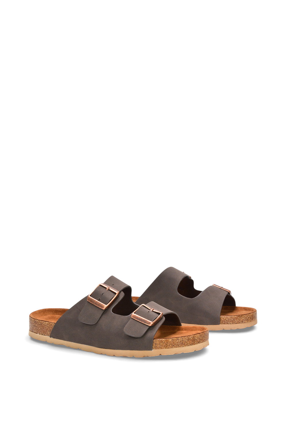 Brown XY LONDON Brown 'Star' Double Strap Buckle Up Summer Slip On Flat Sandals, Image 3 of 6