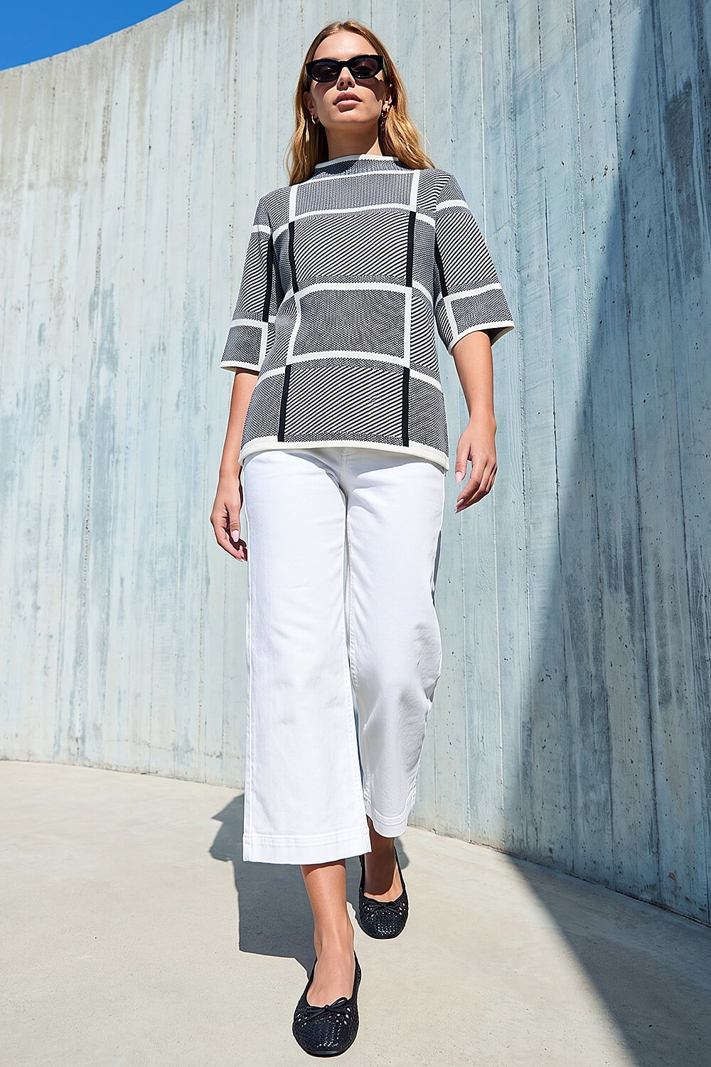 Grey Check Short Sleeve Jumper, Image 3 of 4