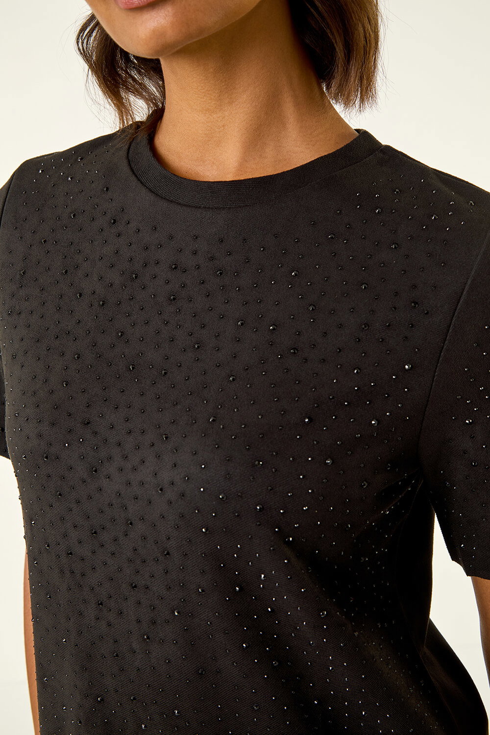 Black Embellished Shift Stretch Dress, Image 6 of 5