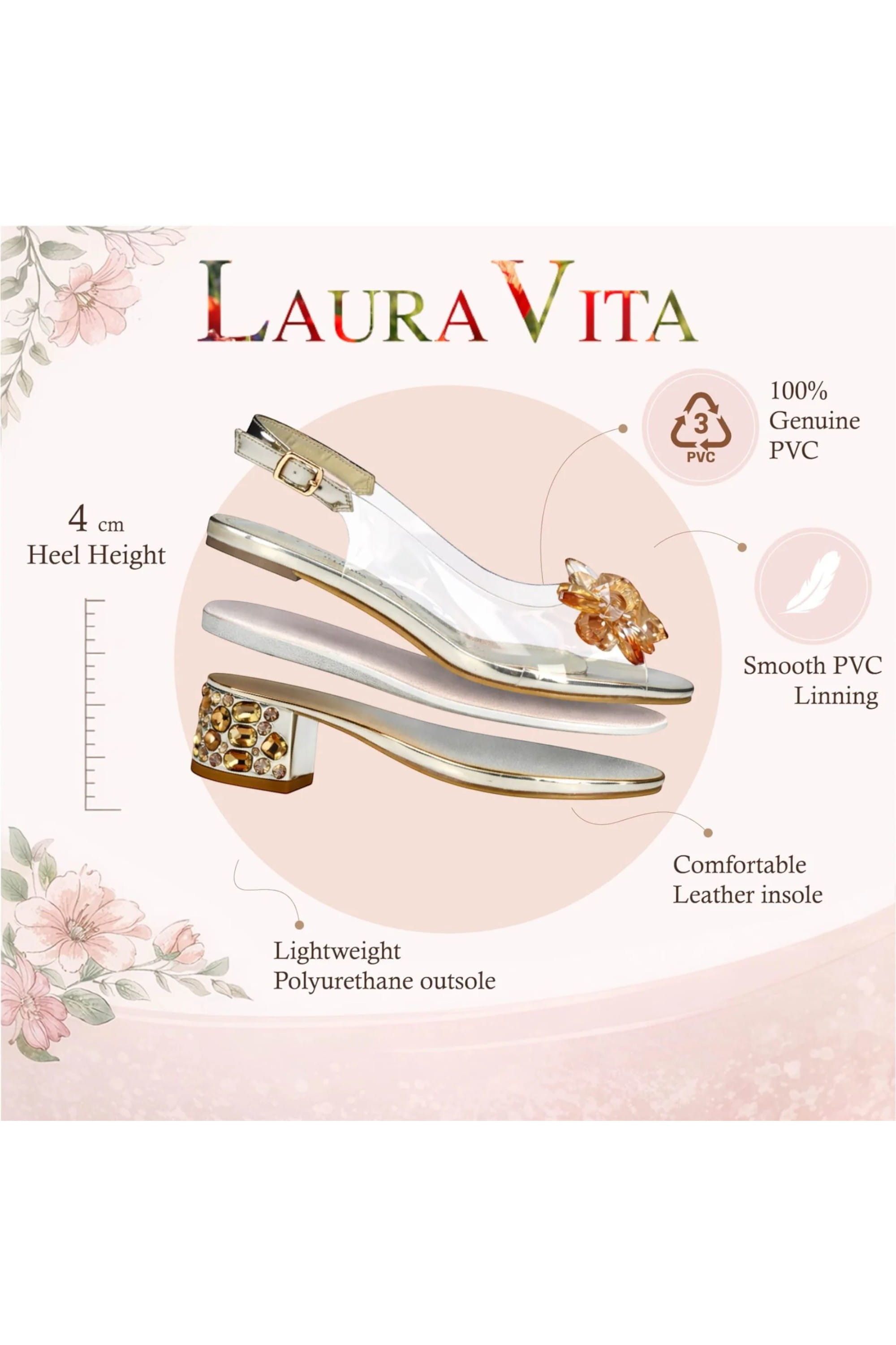 Gold Women’s Cinderella Heel Sandals-Mily-22, Image 3 of 7