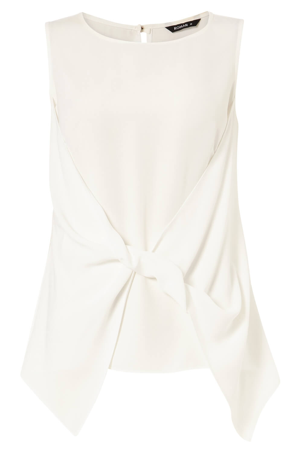 Ivory Sleeveless Twist Front Top, Image 6 of 5