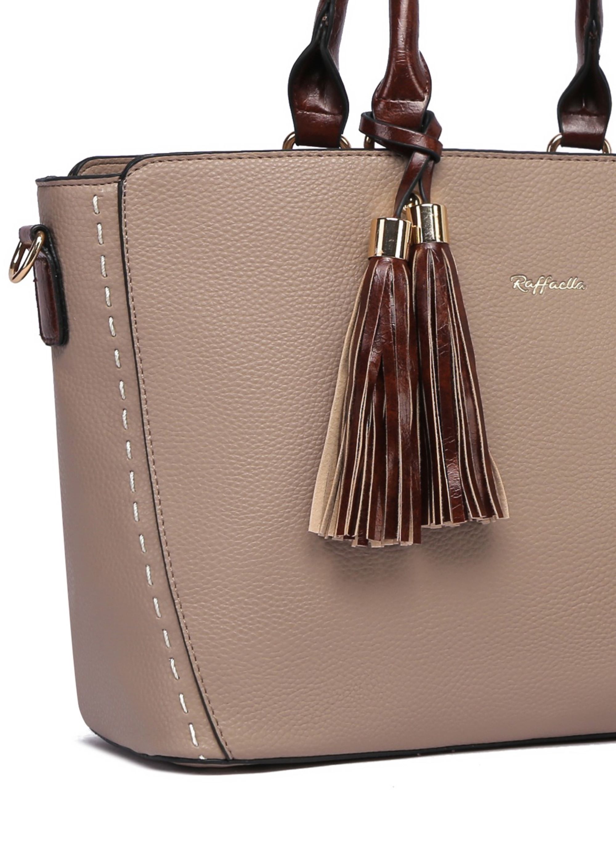 Taupe Raffaella Taupe Twin Handle Shoulder Bag, Image 2 of 2