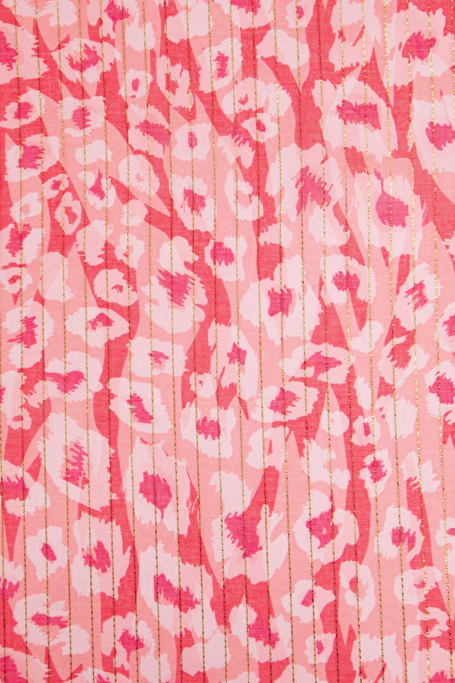 Red Metallic Pinstripe Lightweight Leopard Scarf, Image 3 of 5