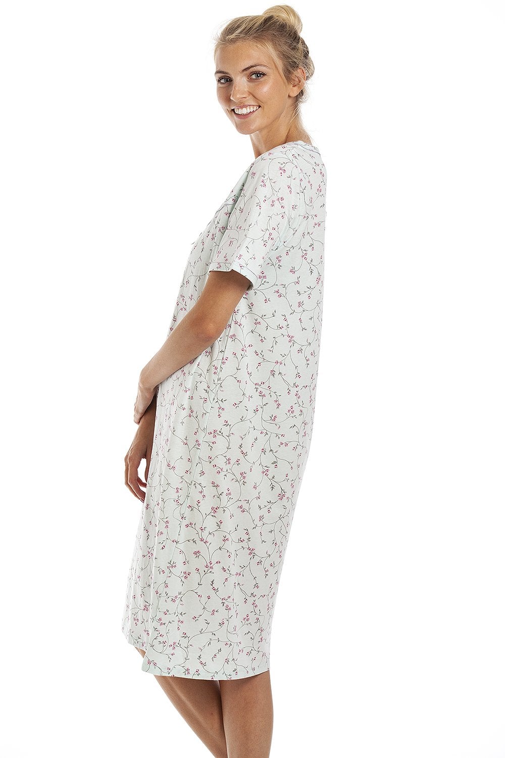 Aqua Camille Lingerie Aqua Floral Print Nightdress, Image 3 of 5