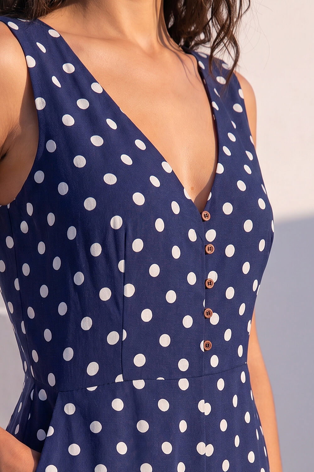 Navy  Polka Dot Print Pocket Jumpsuit, Image 5 of 4