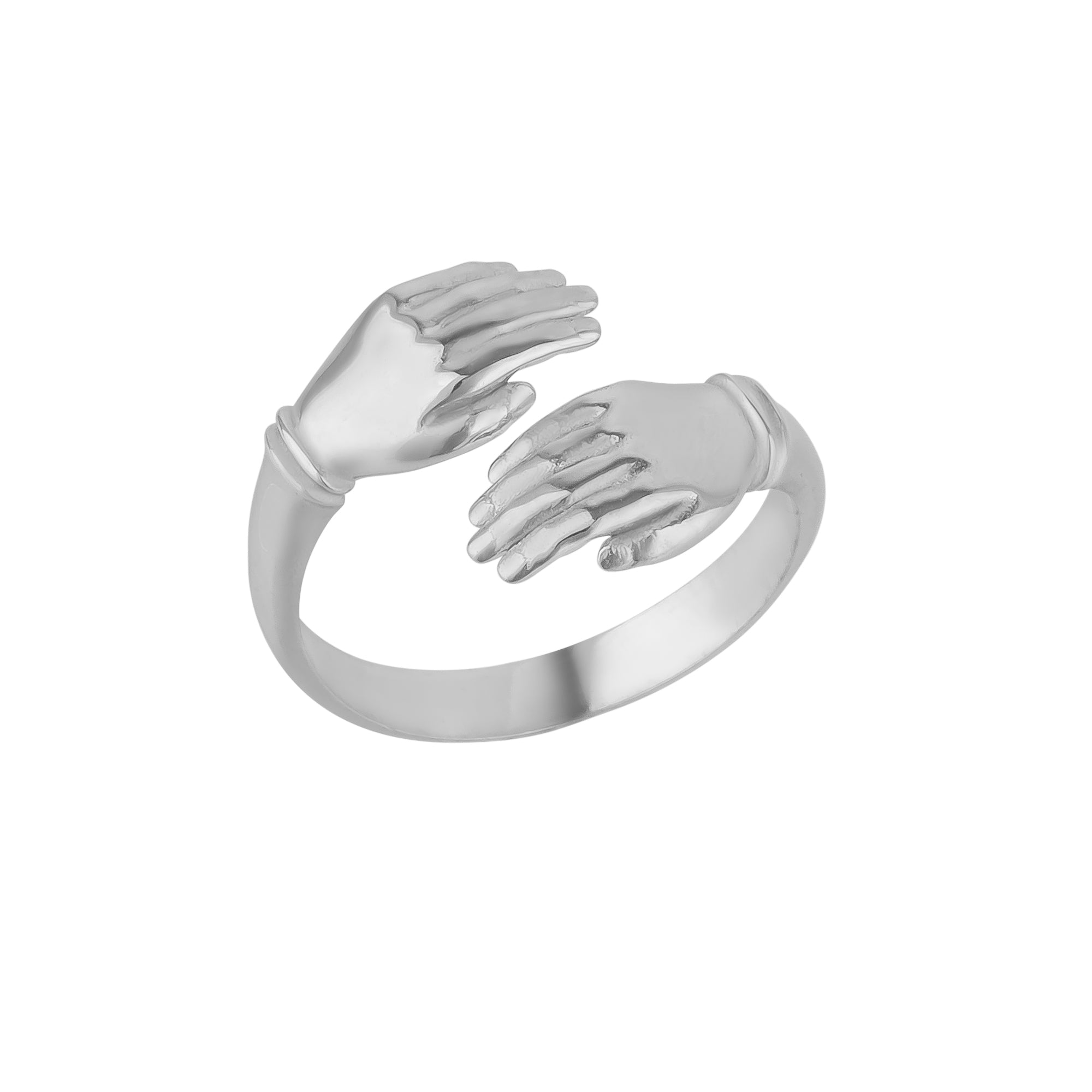 Silver Spero Silver New Hug Ring With Hands Sterling Silver and Gold Plated, Image 1 of 1