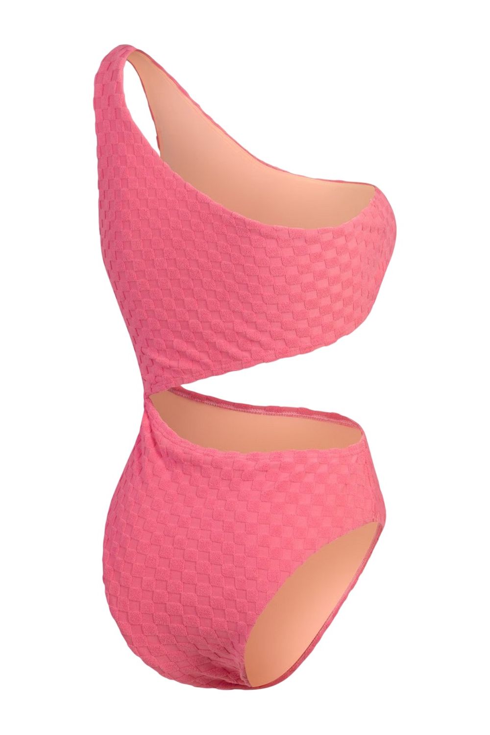Light Pink Checkerboard Cut Out Swimsuit, Image 2 of 3