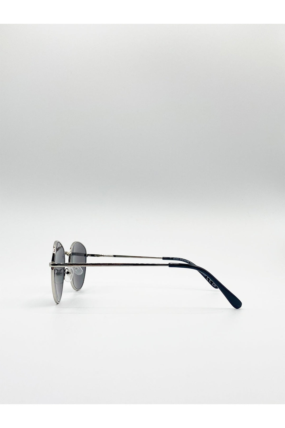 Silver Classic Round Metal Frame Sunglasses, Image 3 of 6