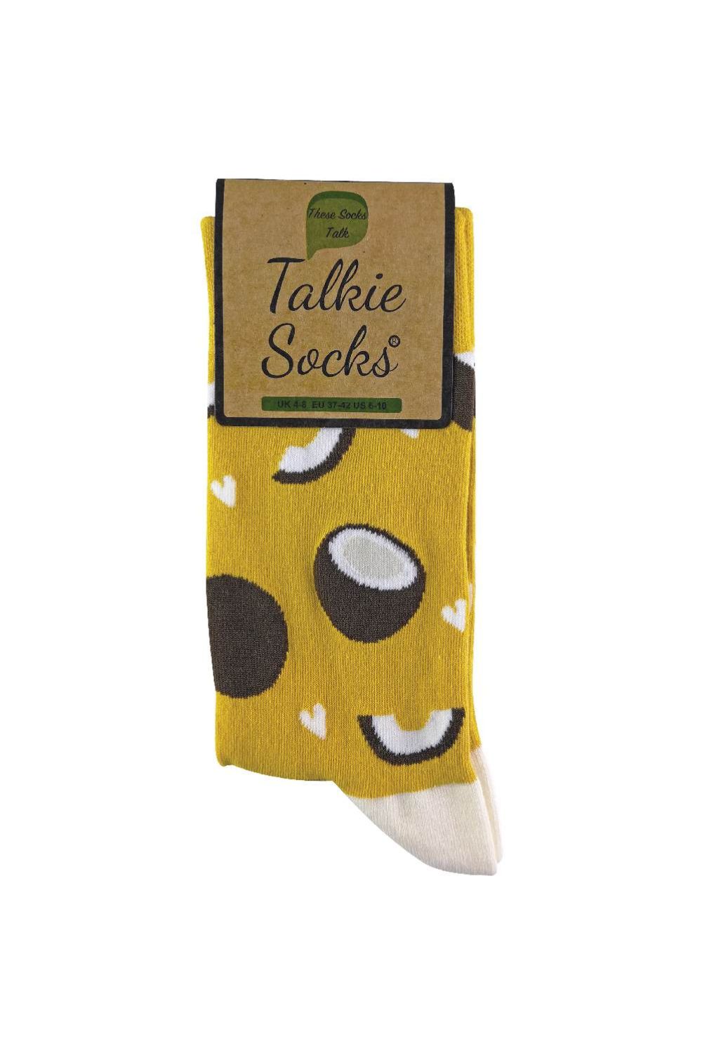 Yellow 1 Pack Ladies Cotton Novelty Design Fruit Socks, Image 2 of 5
