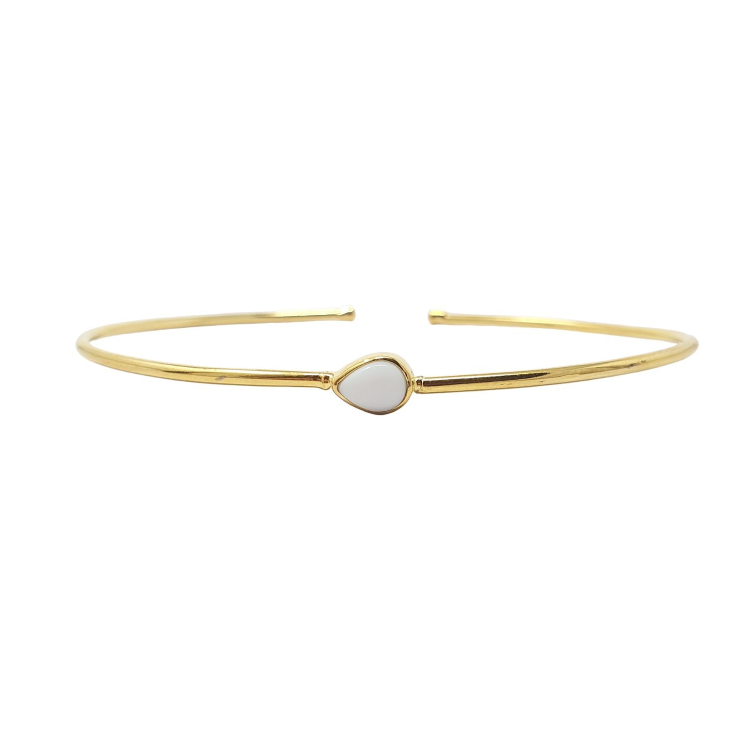 Metallic Gold Plated Minimalist Pearl June Birthstone Bangle