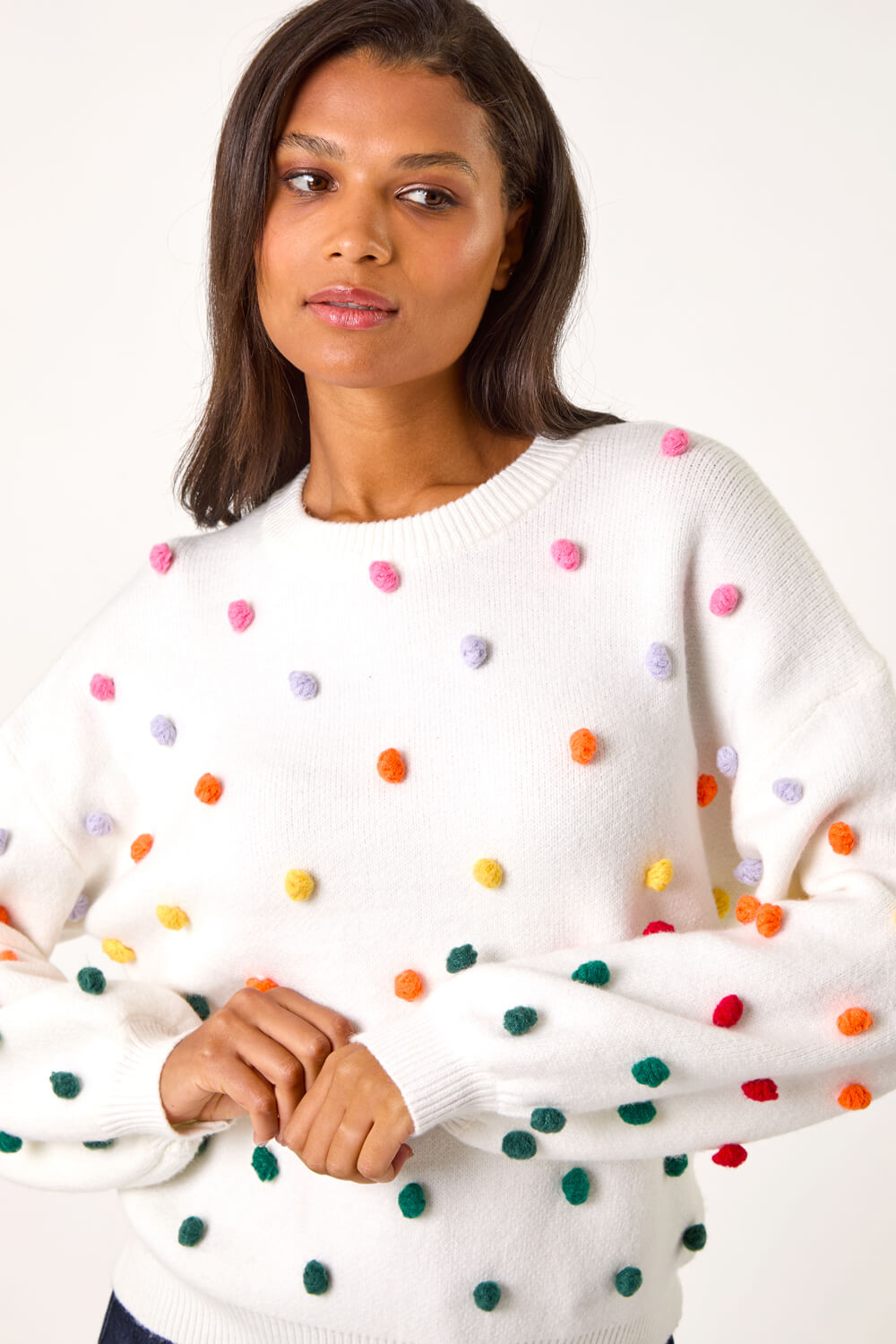 Multi Bobble Detail Knit Jumper, Image 5 of 5