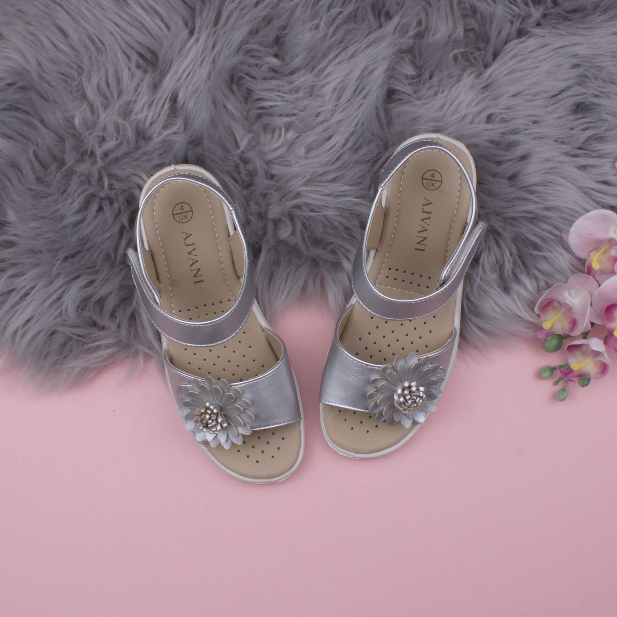 Silver AJVANI Silver Comfort Touch Close Sandals, Image 4 of 6