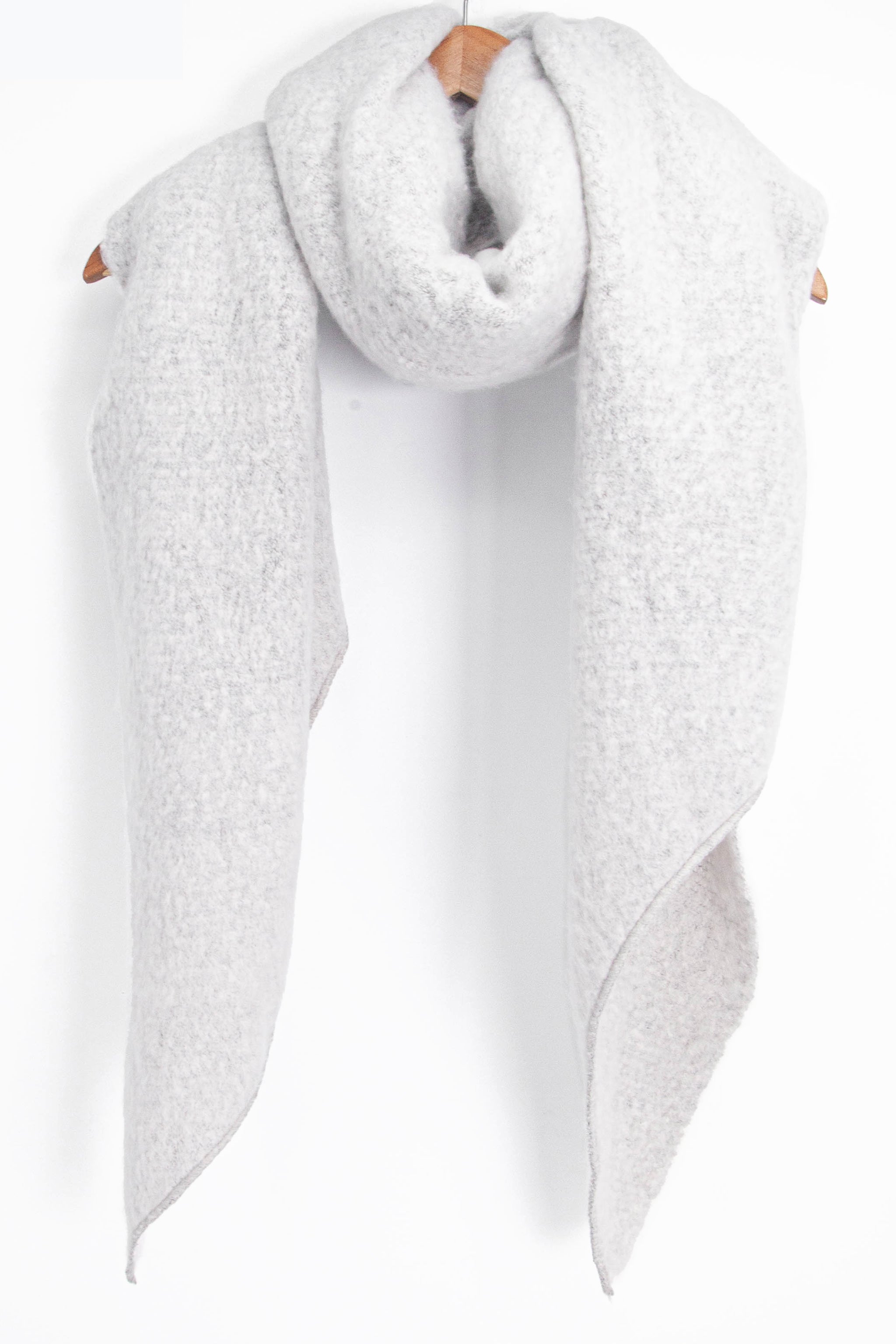 Light Grey Plain Heavyweight Asymmetric Winter Scarf, Image 3 of 4