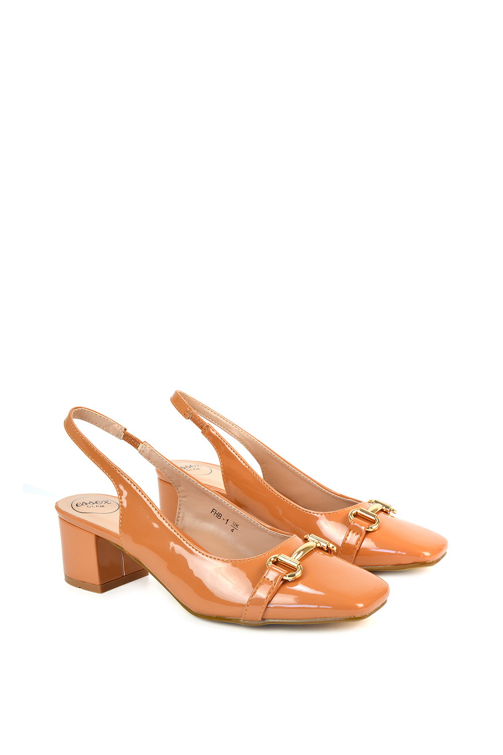 Orange XY LONDON Orange 'Selena' Slingback Mid Heels With Square Toe, Image 3 of 6