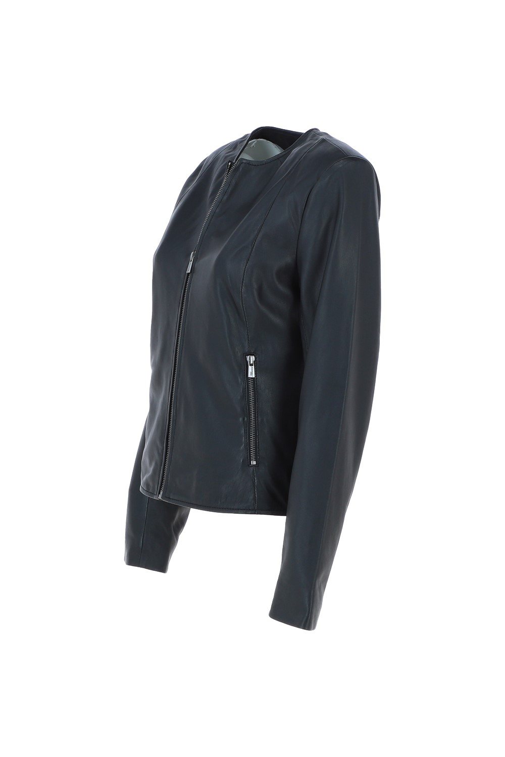 Black Ashwood Leather Black 'Corina' Collarless Casual Leather Jacket, Image 3 of 5