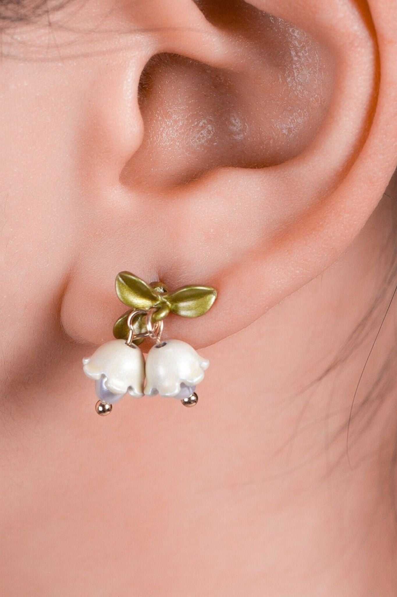 Multi Lily Of The Valley Floral Stud Earrings, Image 1 of 3