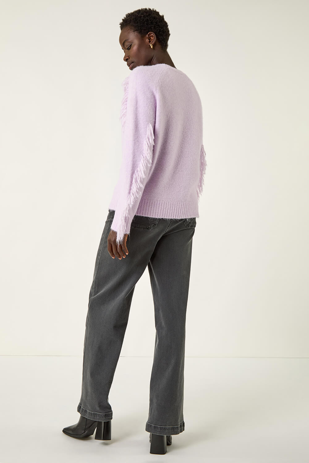 Lilac Tassel Crew Neck Knit, Image 4 of 5