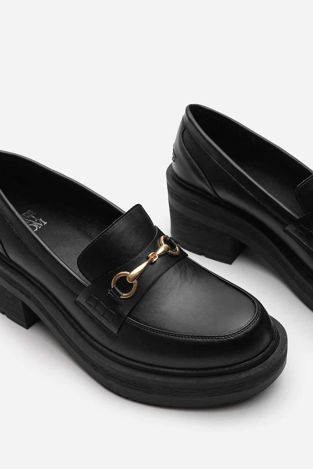 Black Jennifer Chunky Loafers With Metallic Accent, Image 4 of 5