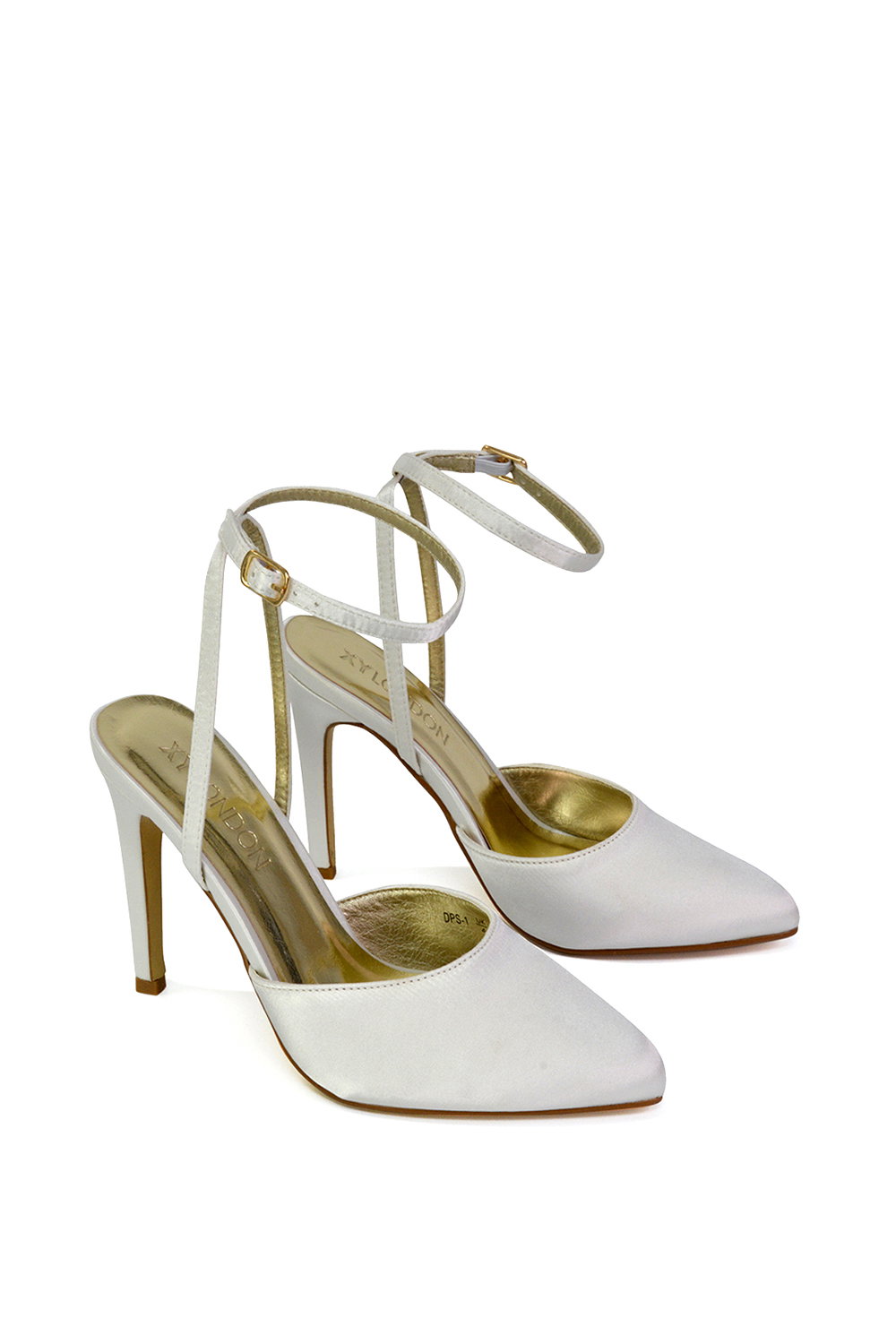 Ivory XY LONDON Ivory 'Liliane' 2 Part Pointed Toe Satin Shoes Stiletto Heel, Image 4 of 5