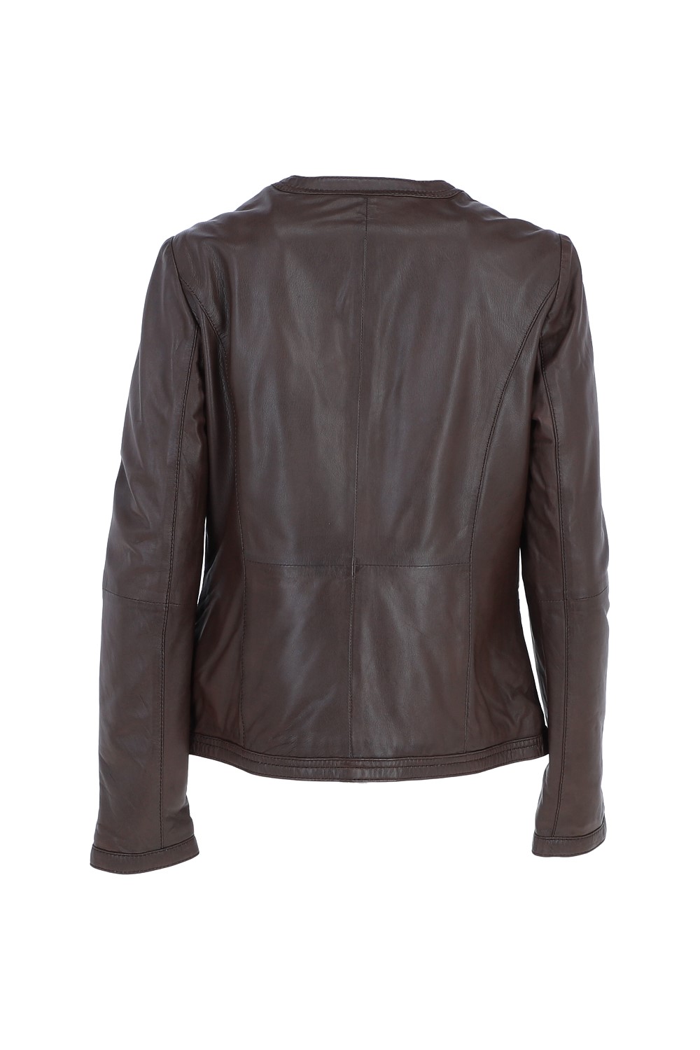 Brown Ashwood Leather Brown 'Liona' Collarless Leather Jacket, Image 4 of 5