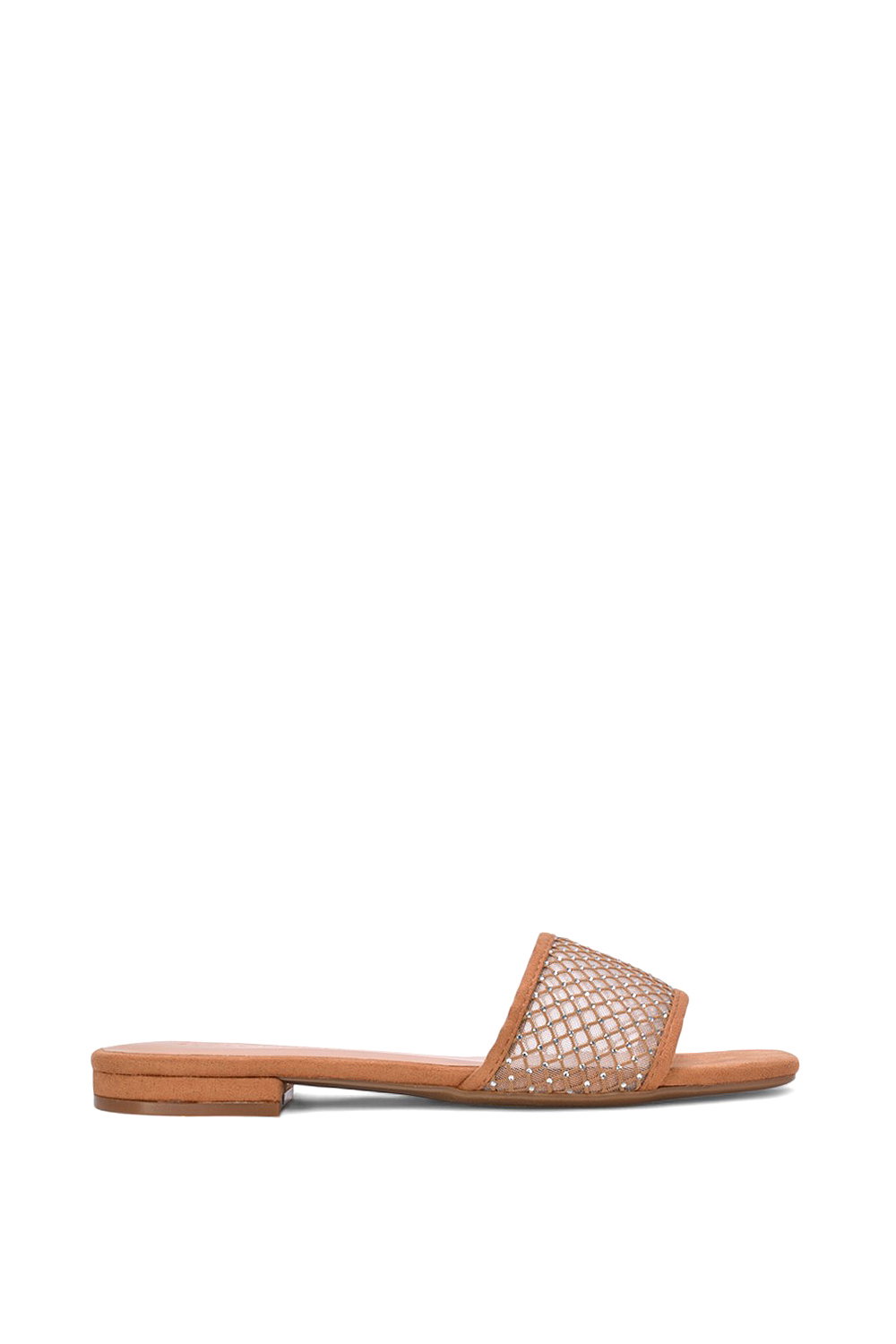 Black 'Gabrielle' Flat Slip On Open Toe Diamante Slider Mule Sandals